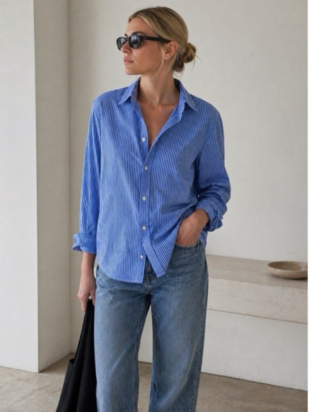 Frank & Eileen “Frank” Oxford Shirt Blue & White Stripe | Small